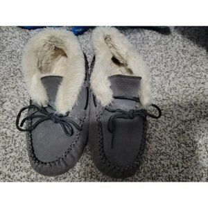 MINNETONKA Suede Soft Sole Moccasin Shoes Green Womens Size 6 Driving‎ Slipper